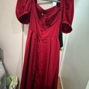 Chic Long Sleeve Red Dress